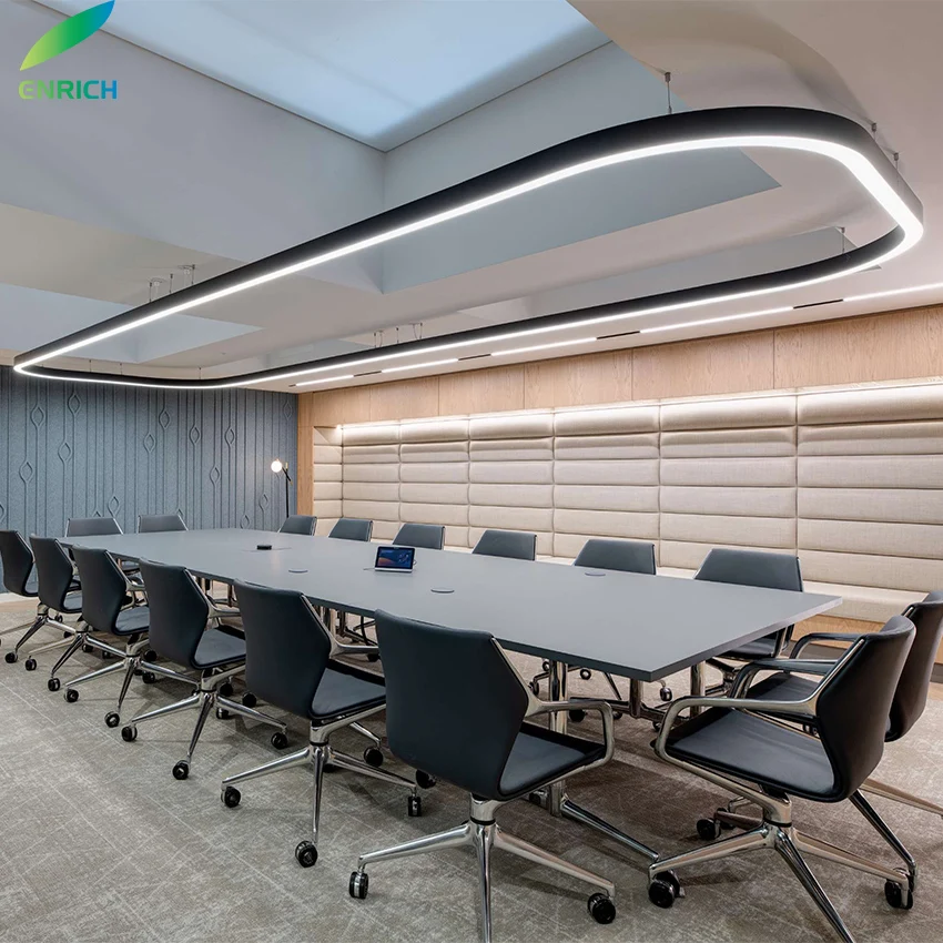 Customized Modern Office LED Chandelier - Rectangular Strip Light for ...