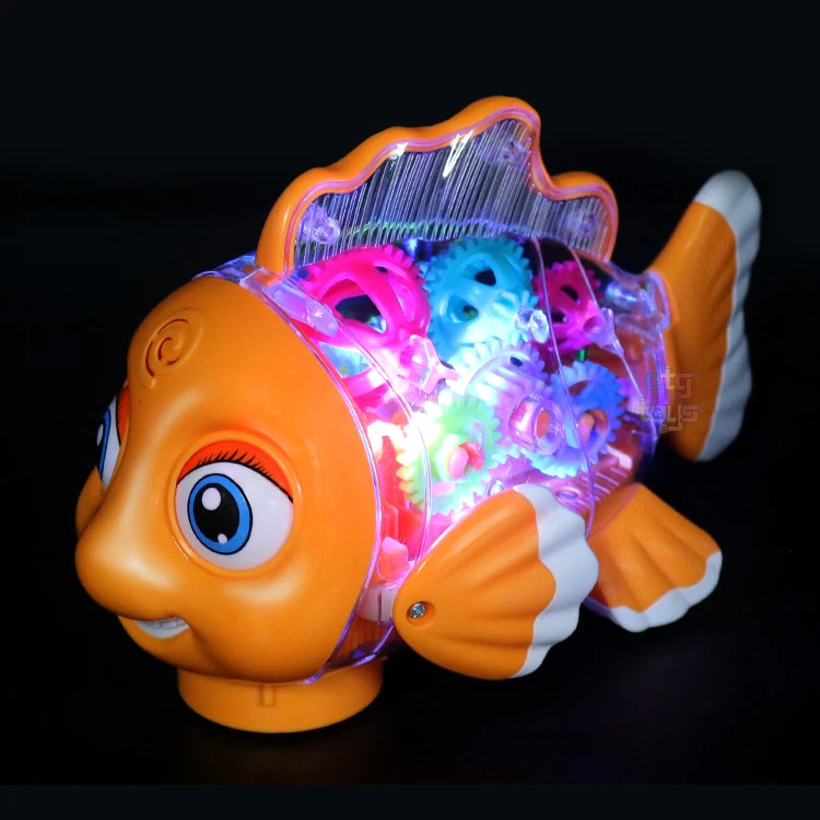 Universal Running Battery Concept Gear Fish Car Children Electric Music Flashing Light Kids Transparent Gear Toy Car