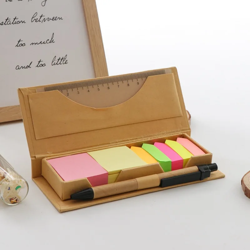 Custom Die Cut Tear off Sticky Notes Self-Adhesive Waterproof Kraft Paper Hard Cover with Memo Box Bulk for Office Use