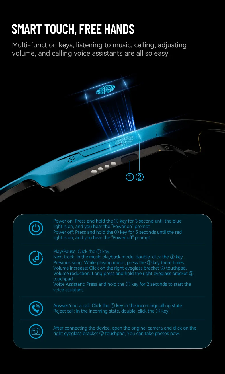 A8 Smart Glasses BT Calling Music Polarized Sunglasses UV Protection Hands-Free Eyeglasses for Sport Outdoor Cycling