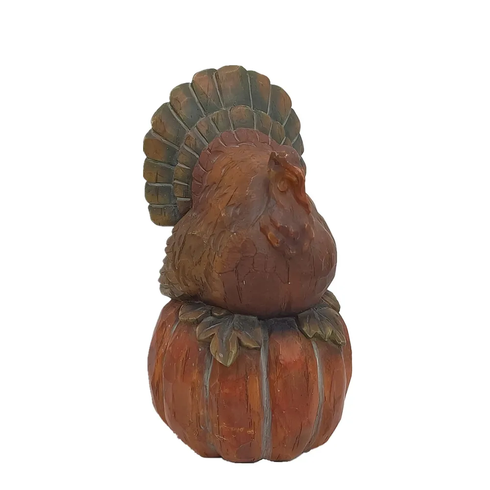 Fall Decor Gold Gilttered Resin Turkey Statue  Polyresin Turkey Sculpture