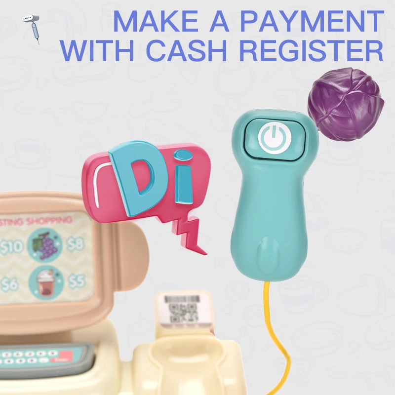 KSF Supermarket Cash Register With Function Children Toys Indoor Girls Popular Play House and Games for Kids Kitchen Toy