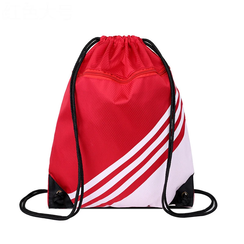 High Quality Custom Logo Printed Sport Nylon Drawstring Backpack Bag
