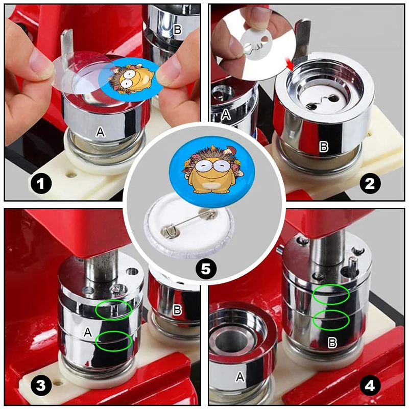 25mm Button Maker Machine Button Pressing Machine with 1000pcs Button Parts and Cutter