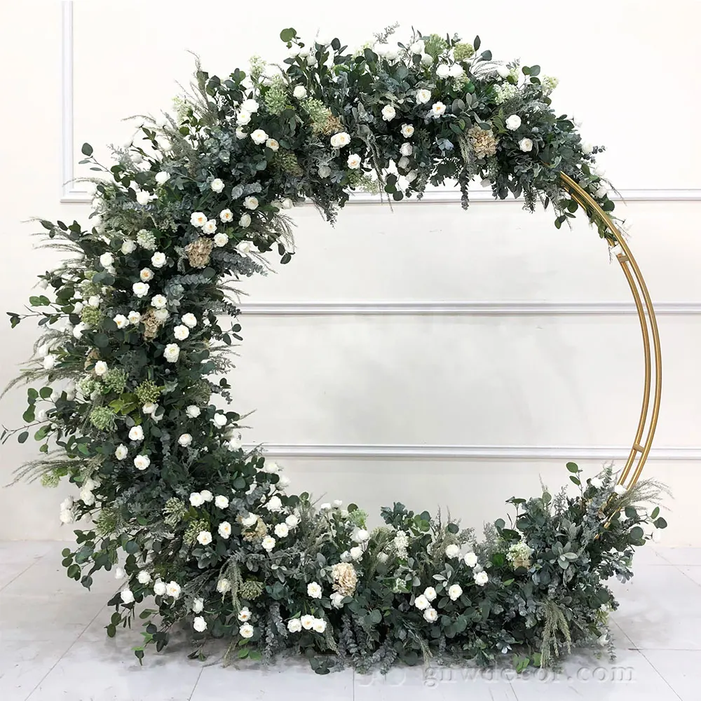 Decorative Flower Supplies Round Arch Flower Stage Floral Frame Backdrop  Wedding Round Arch Wedding Decoration pink  Moongate