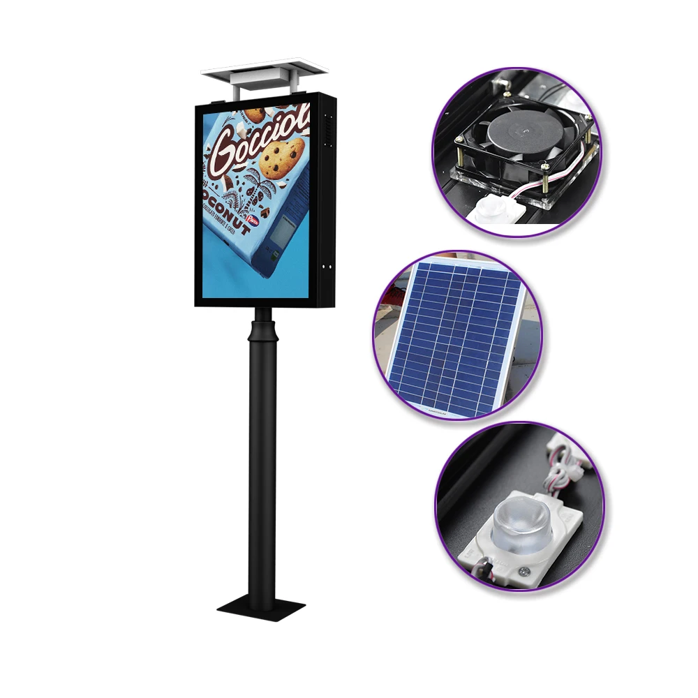 Double Side Standing Advertisement Board for Road Solar System Illuminated Sign for Street