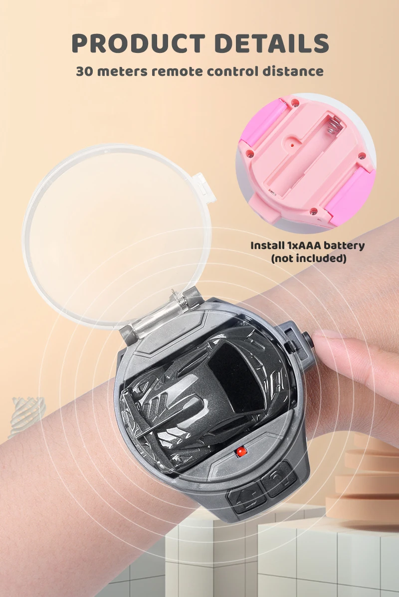 Zhorya Kids Mini Remote Control Car Watch Toy Hand Controlled Car 2.4g