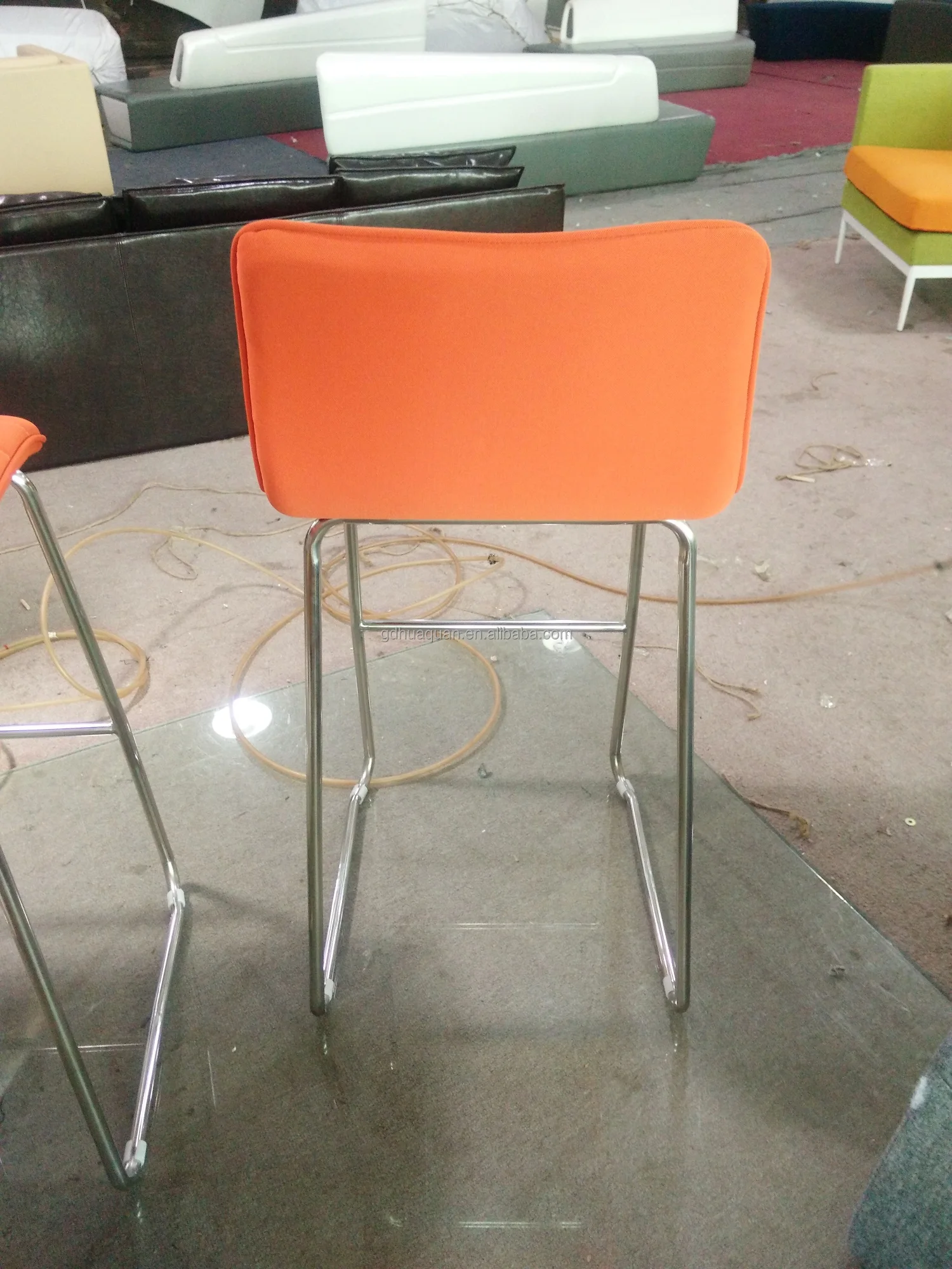 Modern Luxury Bar Chair Steel White Leather Bar Stool Chair Counter