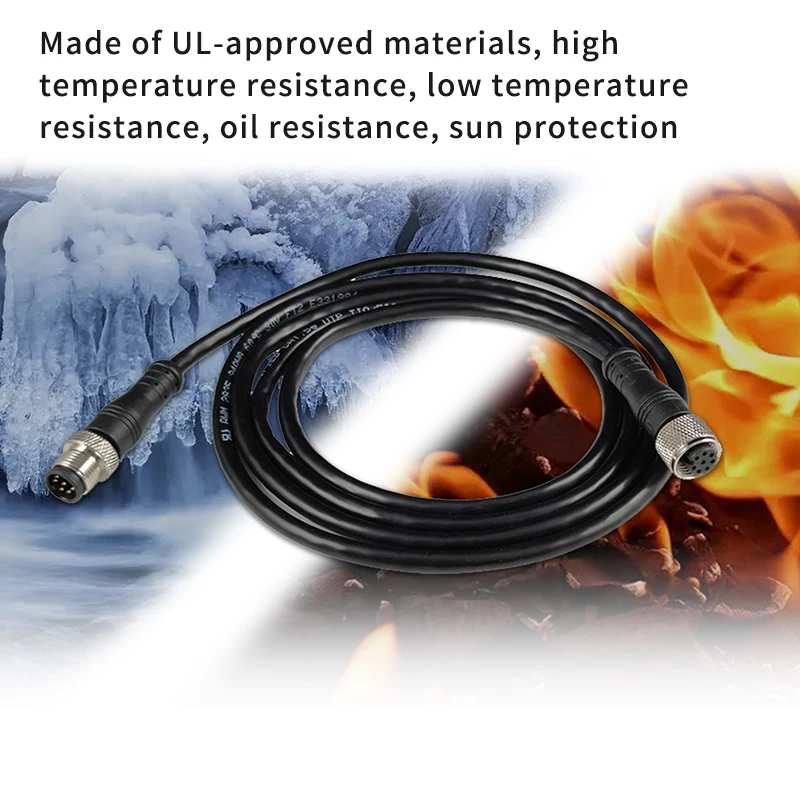 M12 Cable Assembly Male to Female Wire X d a Code Mounted Waterproof 3 5 12 17 Pin M12 Connector 4 Pin 8 Pin Sensor M12 Cable