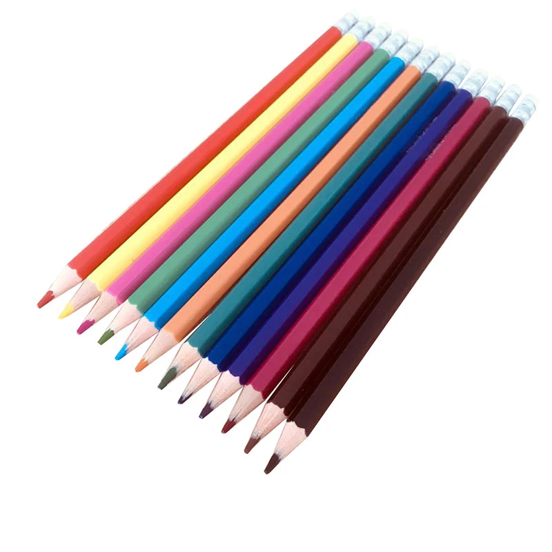 Personalized Hexagonal Cheap Writing Custom Color Pencil Set with Eraser Discount Personalized Plastic Colored Pencils