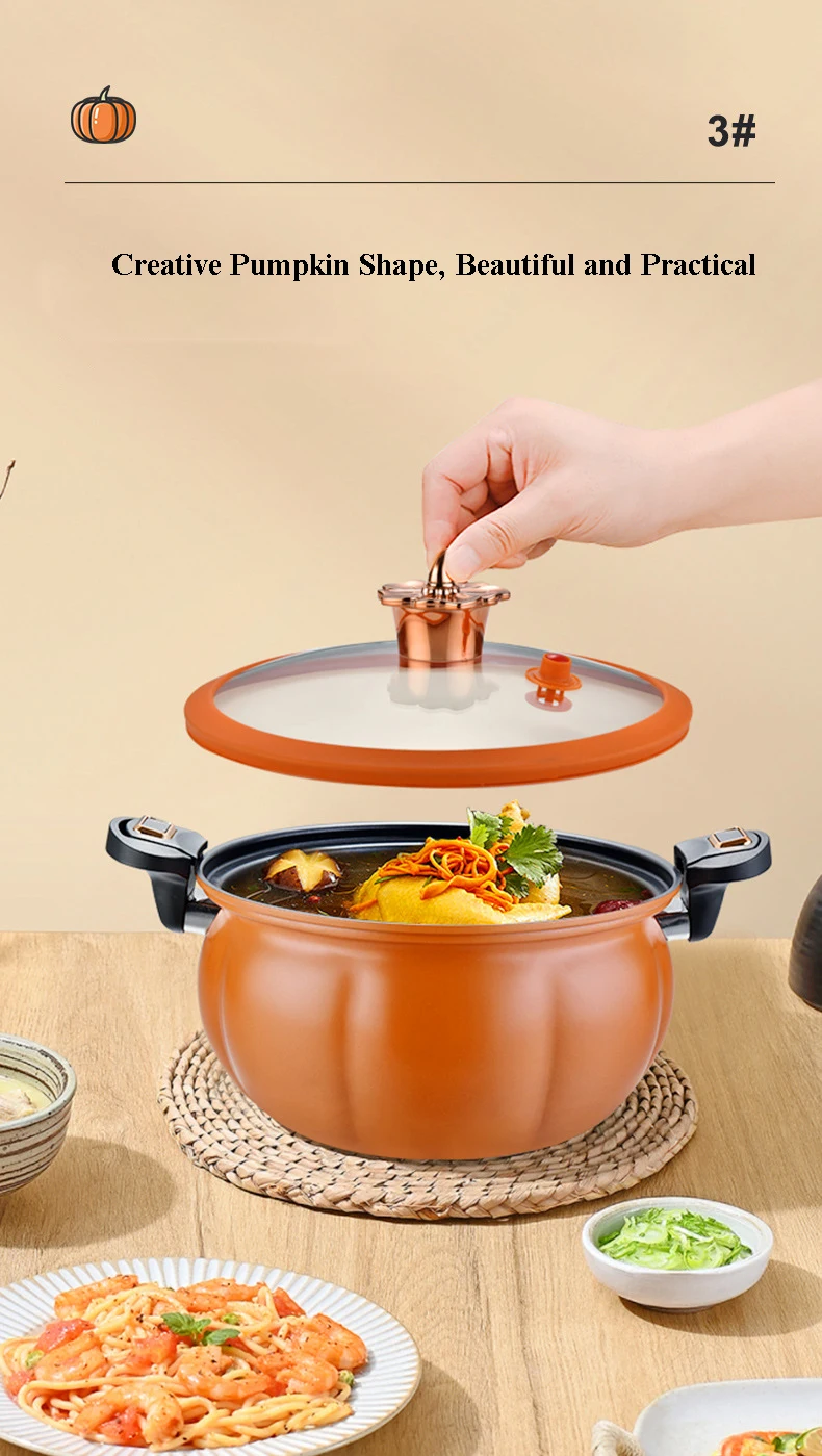 Customizable Cute Pumpkin Design Cook Pots And Pans Cookware Sets With