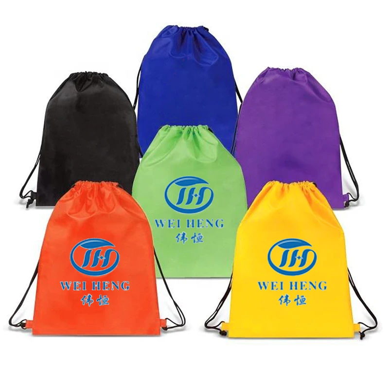 Custom Logo Printed Cheap Polyester Drawstring Bag Gym Sports Draw String Bags Non Woven Sport Backpack Drawstring Bag Promotion factory