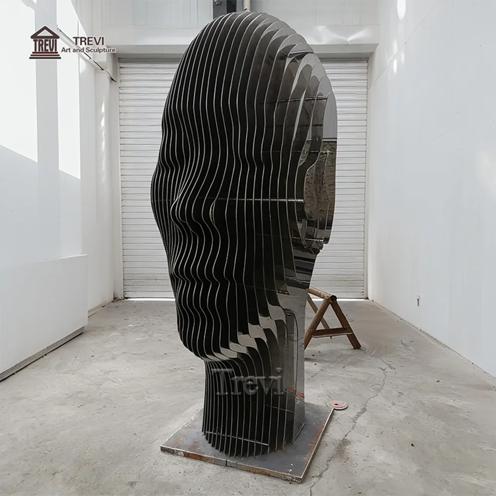 TREVI Modern Metal Abstract Art Stainless Steel Face Sculpture for Park Garden Decoration