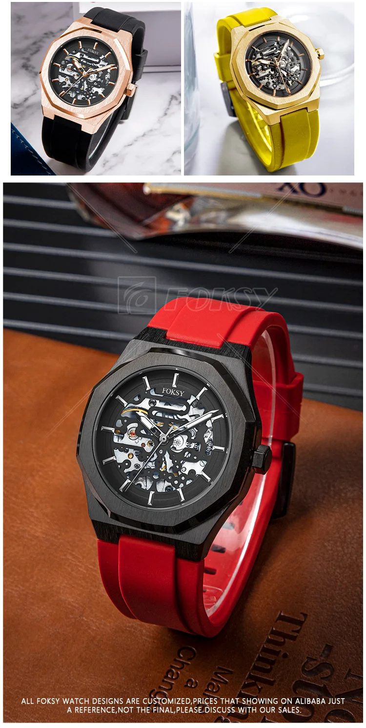 Custom Men Luxury Mechanical Skeleton Wrist Watch Manufacturer High ...