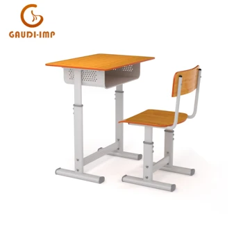 Adjustable height school table classroom student desk and chair set durable student table and chair comfortable single seat