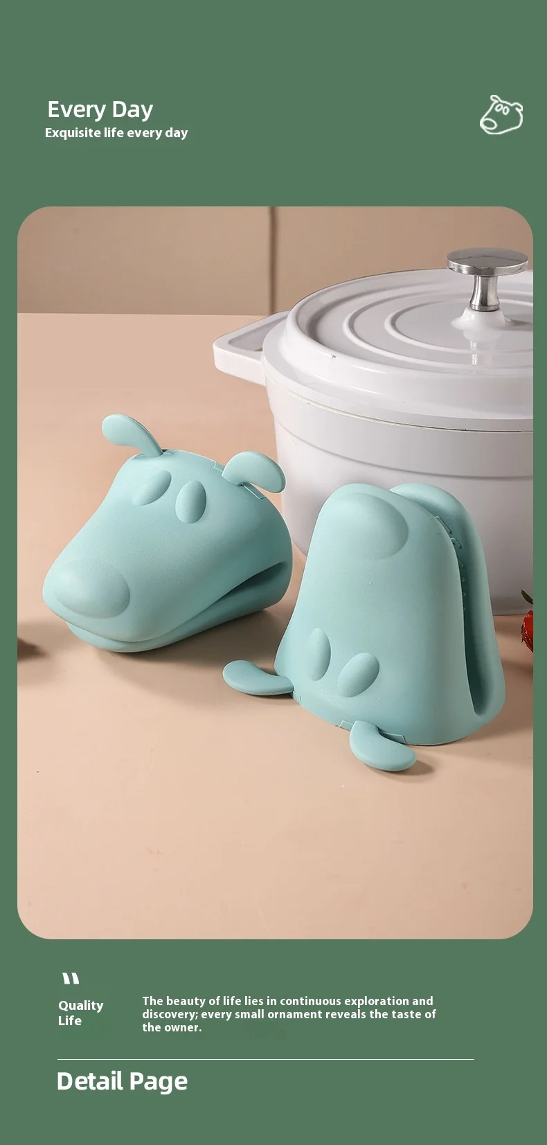 Cute Puppy Silicone Oven Mitts Thickened High Temperature Resistant Kitchen Pot Dish Clip Microwave Oven Ear Clip Design supplier