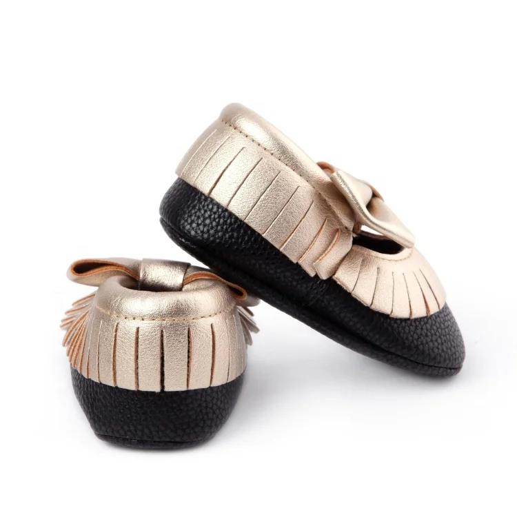 Оптовая продажа, детские мокасины с бахромой и бантом на мягкой подошве для девочек