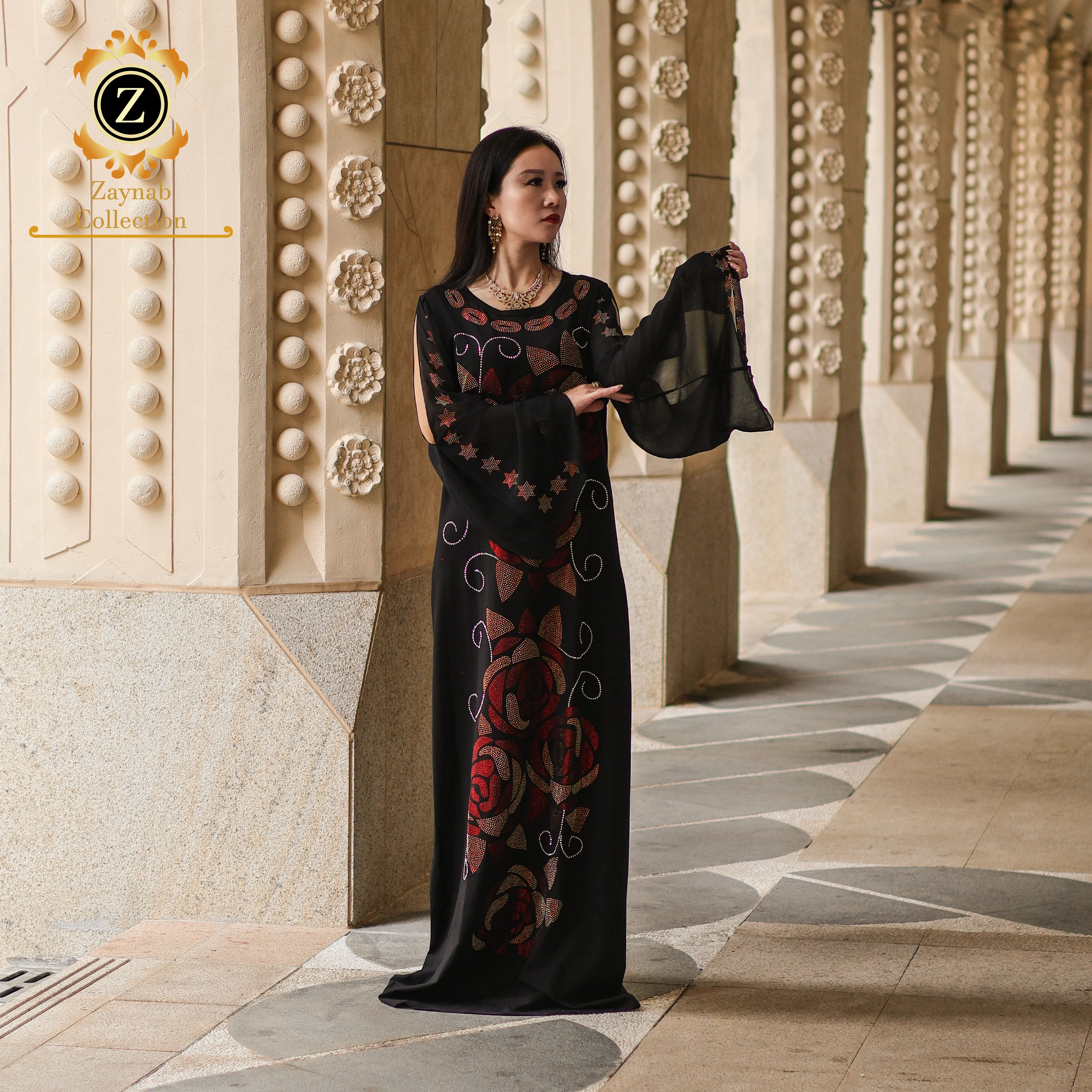 Zaynab Ramadan Abaya Women Dress Muslim Saudi Arabia Kimono Belted Abaya  Open Wholesale Fashion Abaya Women Muslim Dress
