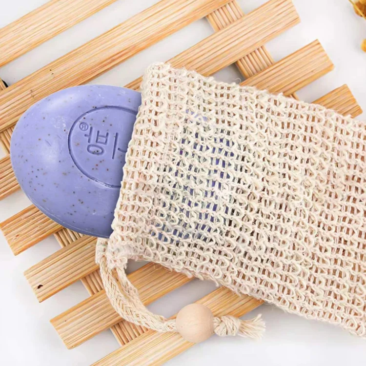 5 Sisal-Seifenspenderbeutel Mit Kordelzug – Natürlich, Zum Aufschäumen & Trocknen, Für Dusche & Bad