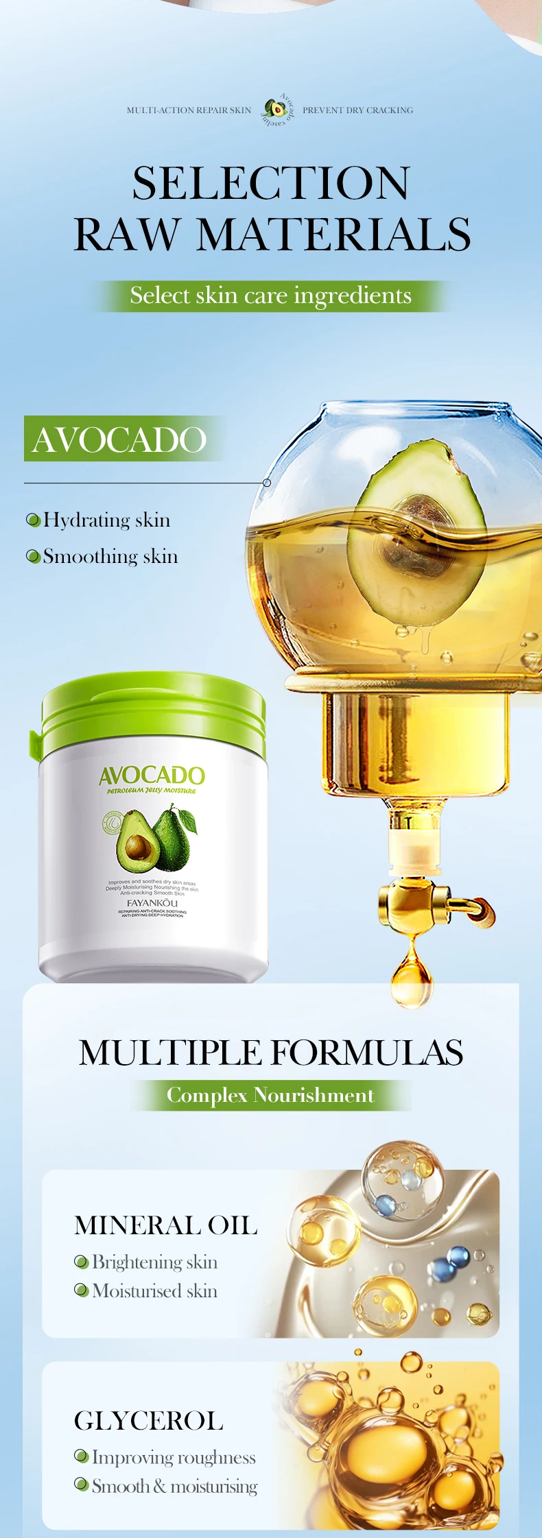 FAYANKOU Facial Care Kit Skincare Product Supplier Hyaluronic Acid Moisturizing Anti aging Serum Avocado Skin Care Set supplier