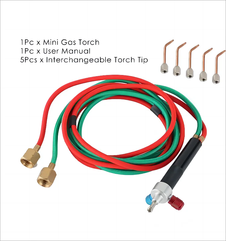 Mini Gas Soldering Gun Kit with 5 Weld Tips Small Torch Welding Kit for Oxygen Cylinders