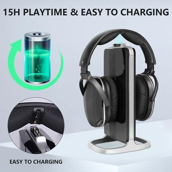 Headphone nirkabel untuk menonton TV saklar mode tanpa penundaan  Audio 100ft rentang Volume tinggi Headset Ideal untuk senior