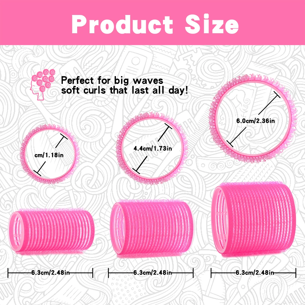 Wholesale Custom 18pcs No Heat Plastic Hair Rollers Set 3 Sizes Self Grip Hair Curler Rollers with Comb and Duckbill Clips