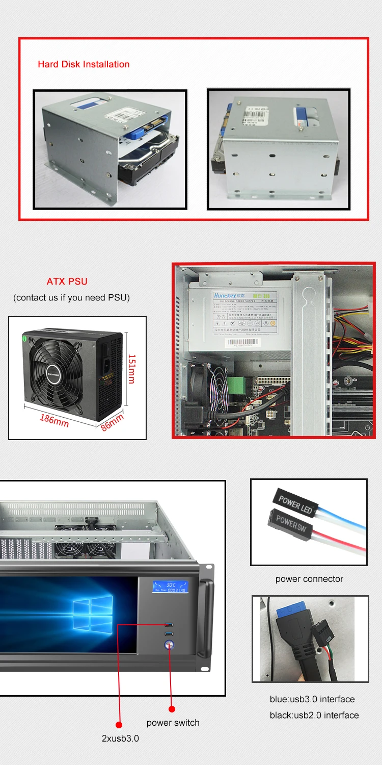 19 Inch Industrial Pc Case 5u Lcd Server Case With Hd Touch Screen