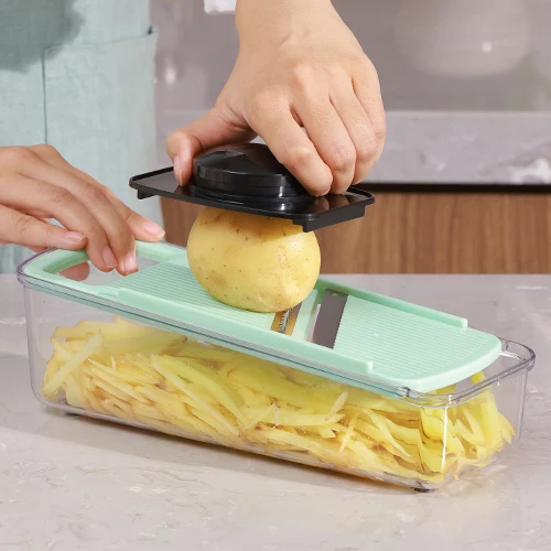 Kitchen Essentials 5 Blade Multi Function Vegetable Onion Slicer Set with Container Tomato Potato Shredder Cheese Grater Slicer