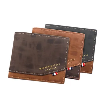 Handmade Men's Mini Wallet RFID Simple Zipper Cute Short Long Options Hot Stamping Printed Leather Coin Purse Polyester PU