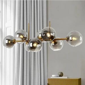 Nordic Modern Glass Sphere Pendant Light with LED Bubble Ball Design for Living Room Interior Lighting Contemporary Ceiling Lamp