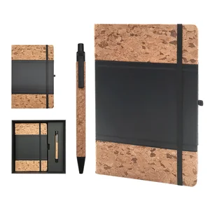 2026 Custom Cork Business Eco PU Leather Notebook Journals Corporate Promotional Gift Set with Pen