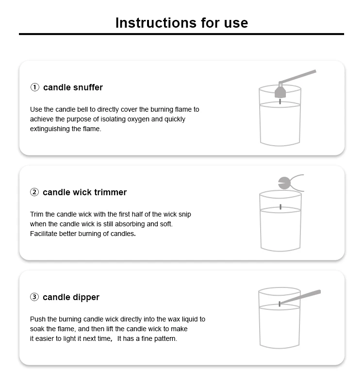 High Quality Wick Trimmer Dipper Snuffer 2pcs Candle Care Kits