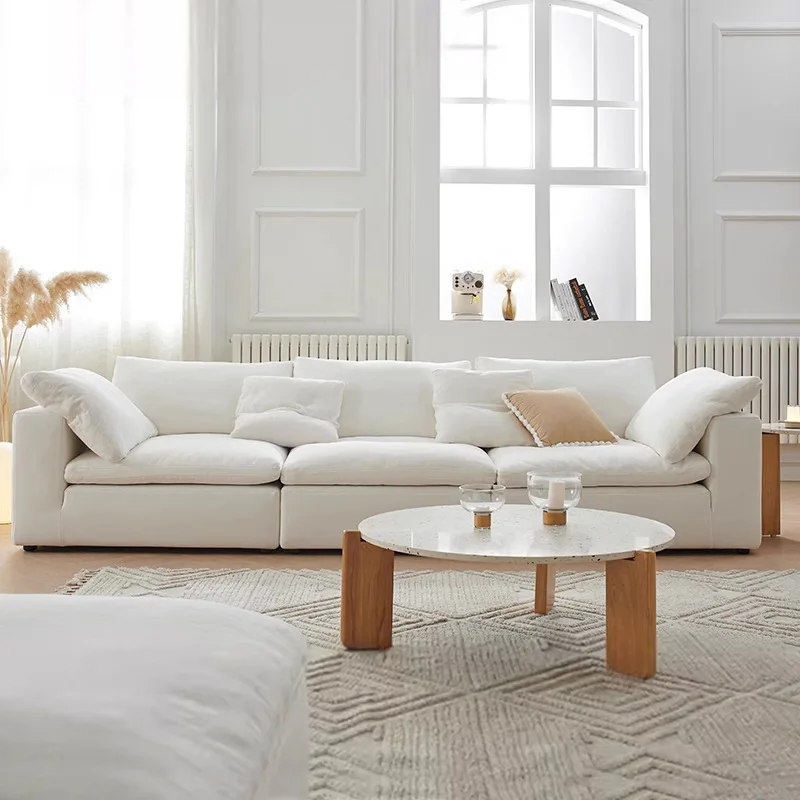 Canapé 3 places modulaire nuage en tissu emballage compressé sans