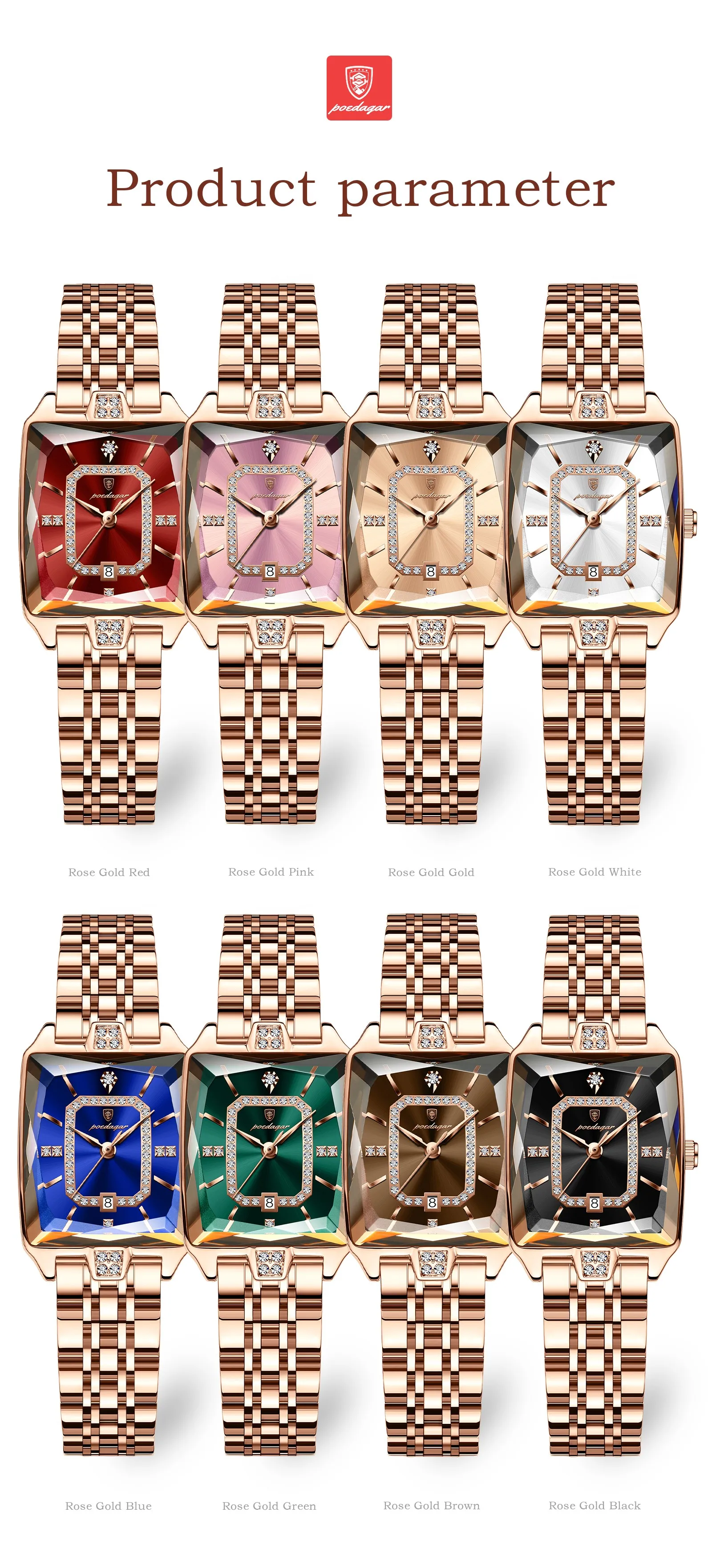 POEDAGAR 785 Fashion Quartz Watch Women Stainless Steel Waterproof Luminous Date Auto Luxury for Ladies Watches Relogio Feminino
