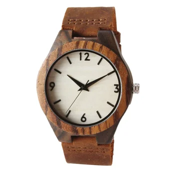 TJW Men's Luxury Wooden Watch Crazy Horse Leather Band 45mm Dial Seiko Movement Digital Sports Charm Design Limited Edition 24mm