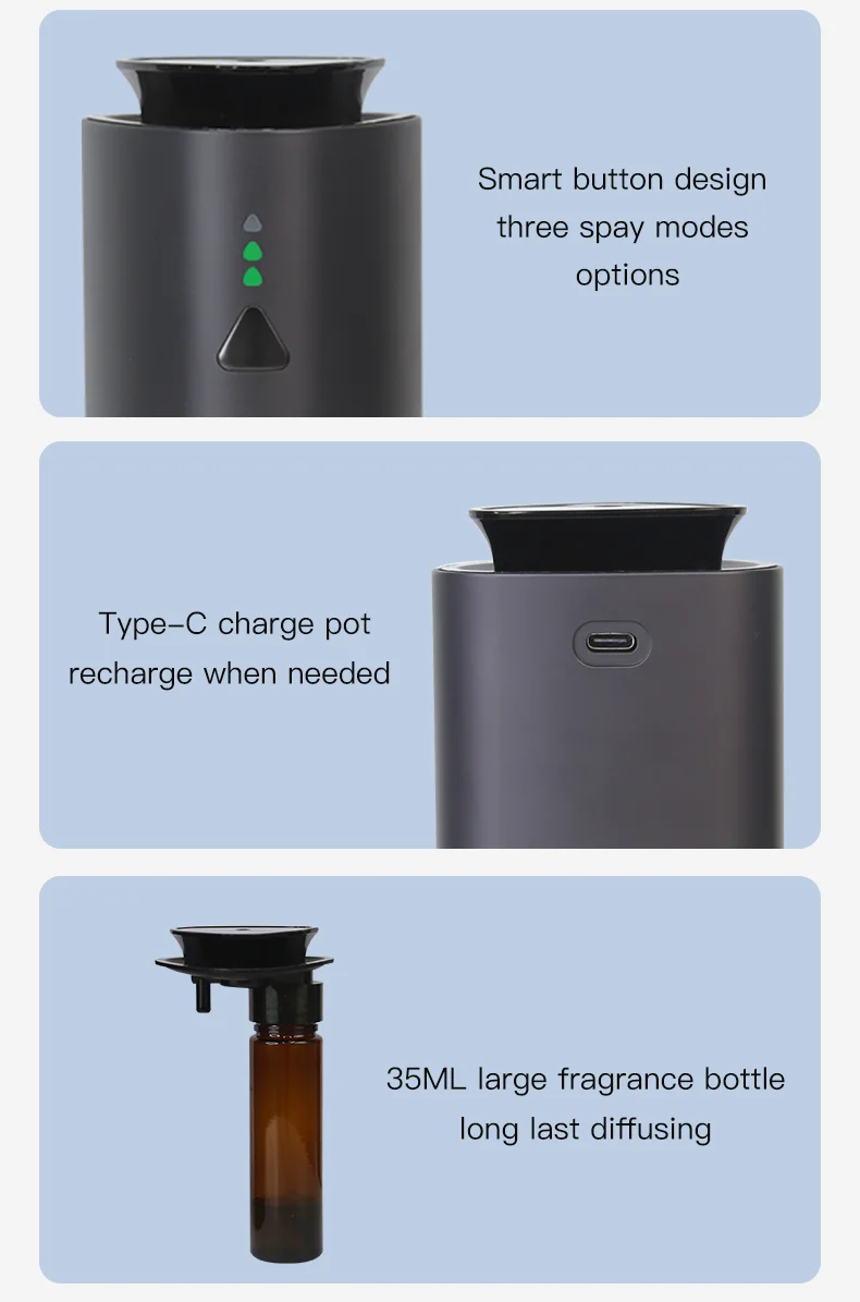 Car 30ml Waterless Essential Oil Diffuser Mini Cordless Perfume ...