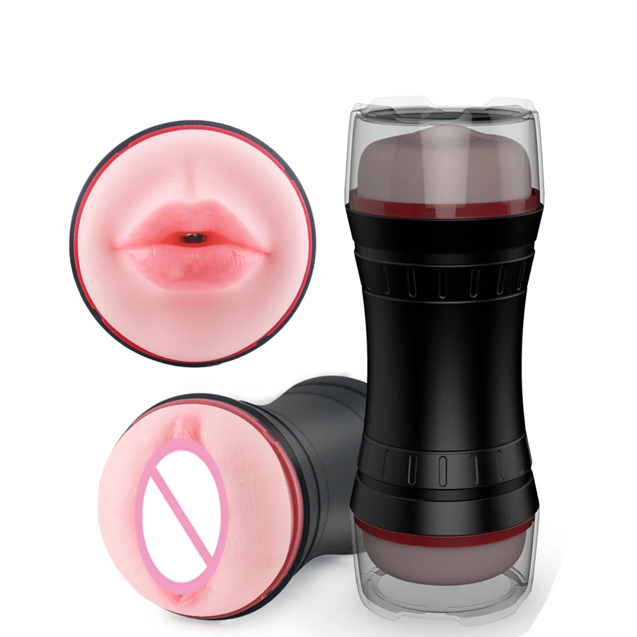 Oral & Pussy 2 in 1 Masturbation Cup Stimulator 3D Textured Pocket Stroker Blow Job Male Sex Toys Realistic Vagina