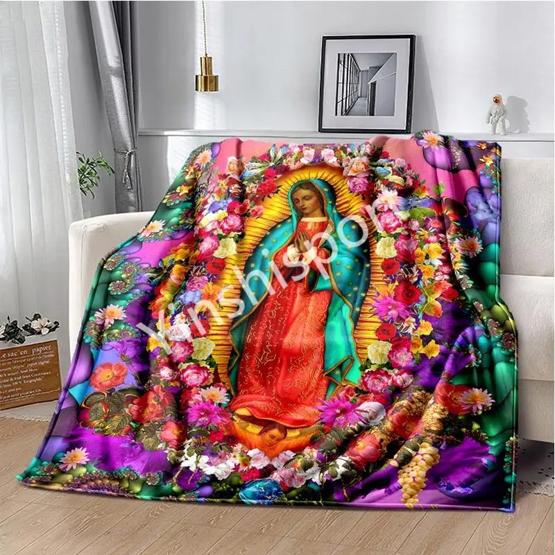 2024 Best Selling   New Design Custom Printed Flannel Guadalupe Virgin Mary Maria Enthusiast Gift Soft Throw Blanket