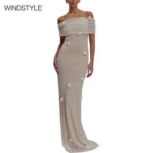 Women's Solid Color Crocheted Beach Floating Flower Detail Breathable Knit Floor-Length Casual for Summer Days OEM Service