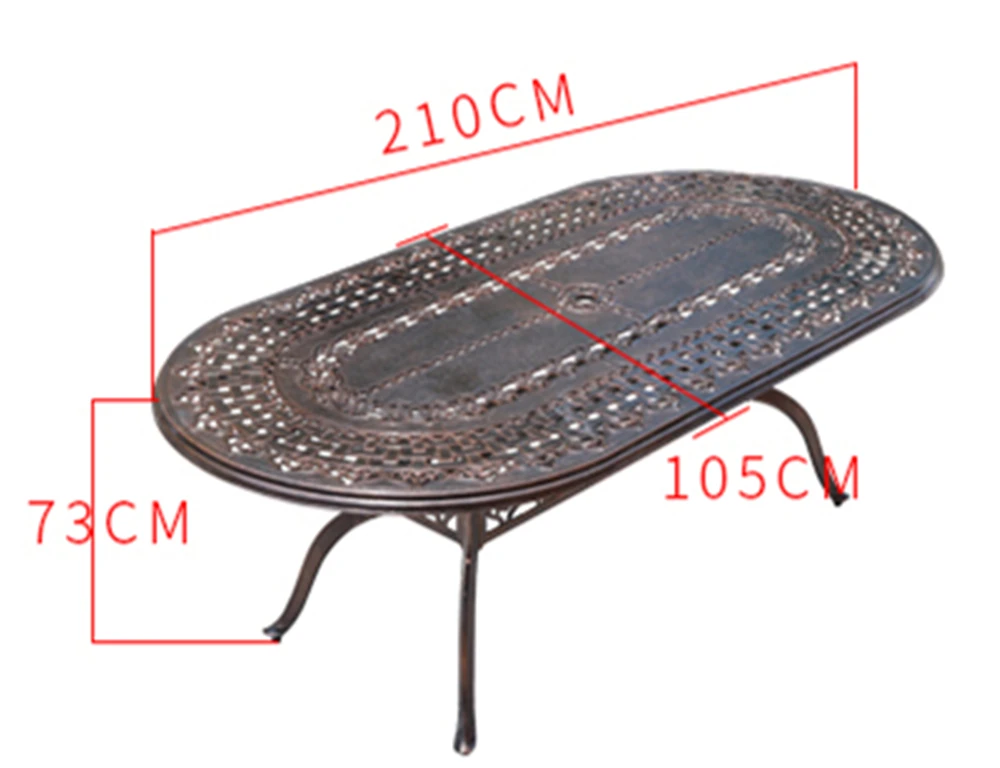 Nordic villa die cast aluminum dining set luxury casting metal outdoor dinner table