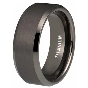 Coolstyle Jewelry 8mm Beveled Edges Matte Wholesale Gunmetal Titanium Ring for Men Women Fashion Engagement Wedding Band