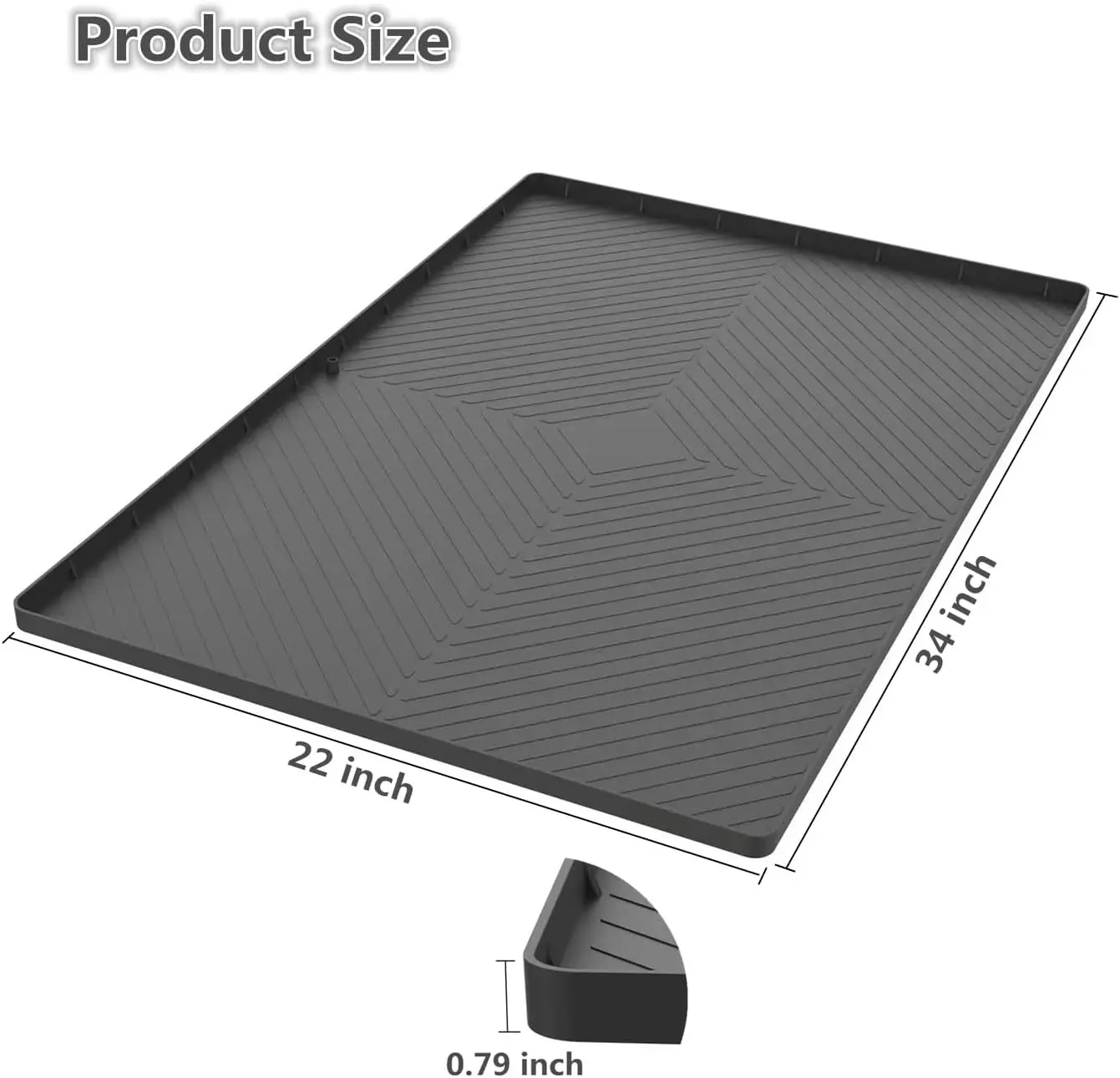 34x22inch Silicone Under-Sink Waterproof Mat for Kitchen and Bathroom Cabinets with Drain Hole Protective Tray for Drips
