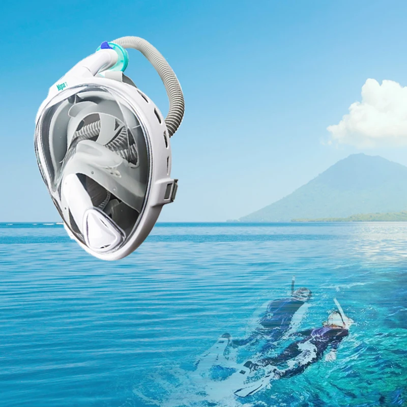 Snorkel Full Face into O-xygen Breathing Masks For Adult Kids 180 Degree View Diving Mask Snorkel Set