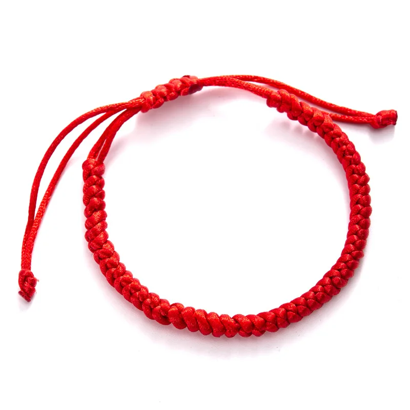 Braccialetti Tibetani Portafortuna: Fatti A Mano In Corda Rossa E Nera, Regolabili 15-26 Cm