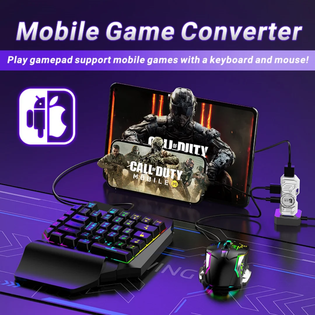 M9 Game Mouse&Keyboard Mechanical Gaming Keyboard & Mouse Converter Adapter for IOS & An aperçu 5