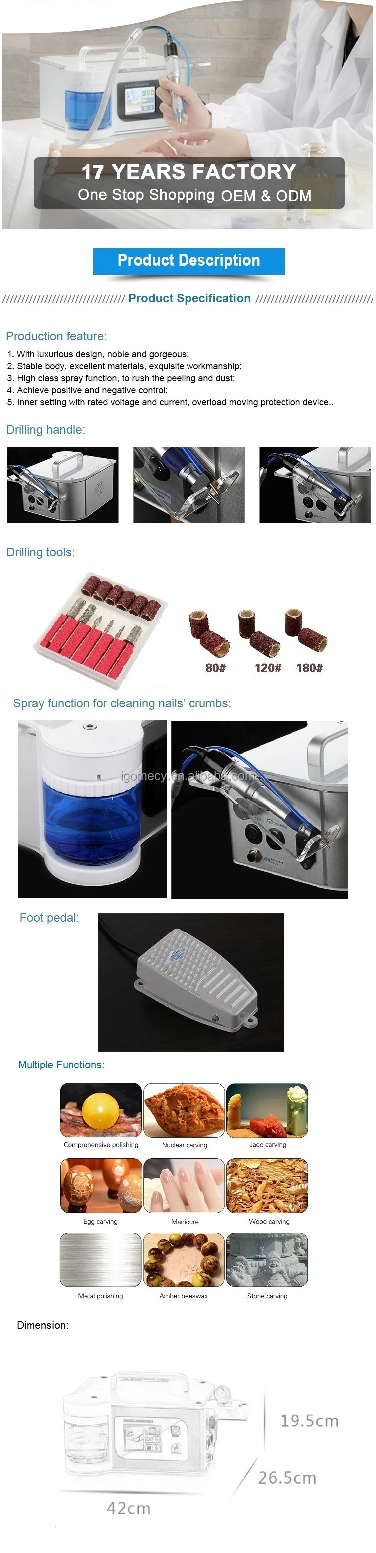 GOMECY luxury OEM/ODM 40000 RPM professional nail art Manicure Pedicure device milling machine Electric Nail Polishing Machine.JPG