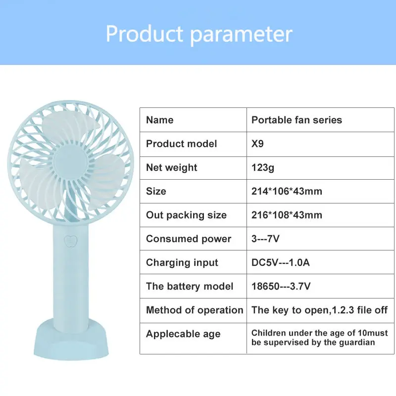 Customized logo and Color for  Mini Fan Handle Fan Customized logo for Summer
