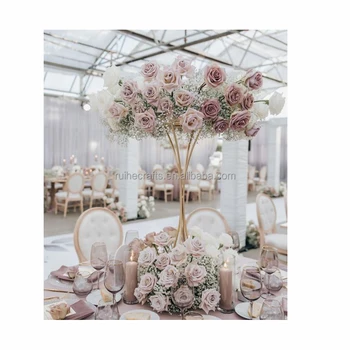 High-end giant artificial flower centerpieces blush pink flower base centerpiece for wedding dining table decoration