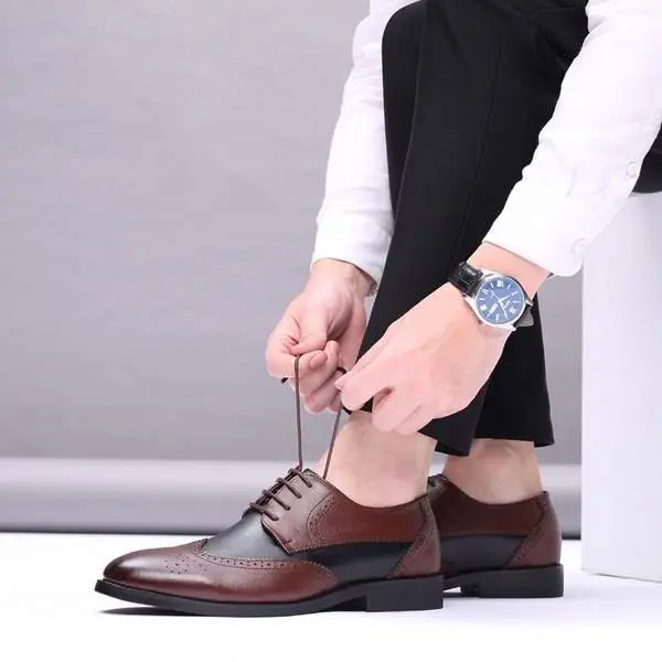 Men Dress Shoes Gentlemen Brogue Style 